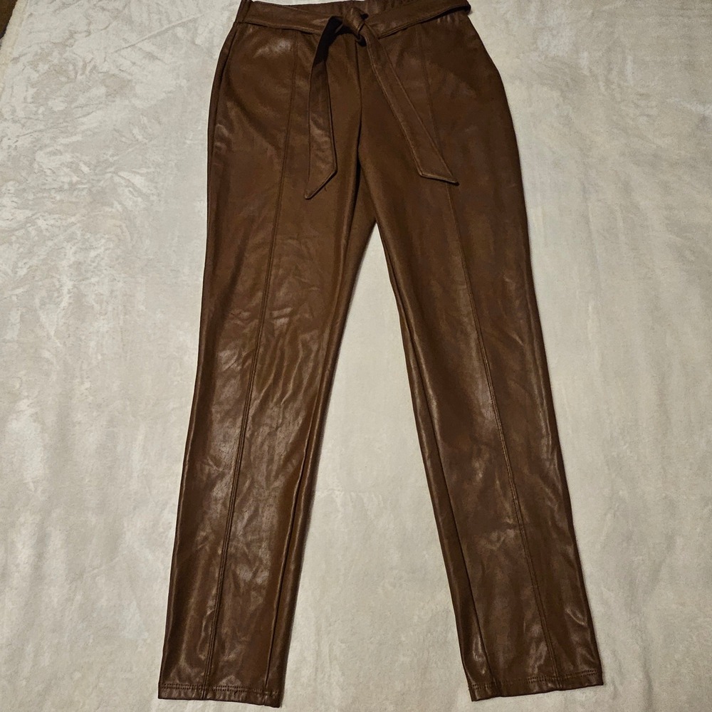 Blashe Brown Faux Leather Lined Dressy Pants Women's Size Large